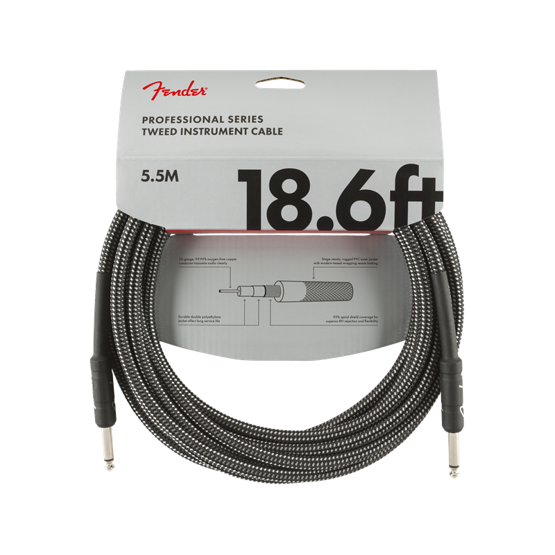 Fender Professional Instrument Cable 18.6' GRY TWD