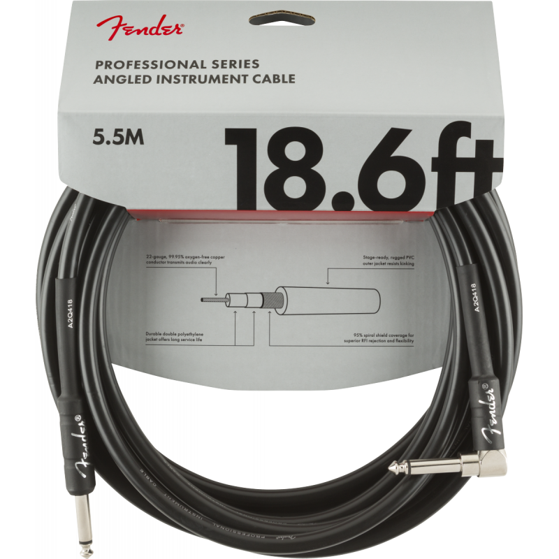 Fender Professional Instrument Cable 18.6' ANGL BLK