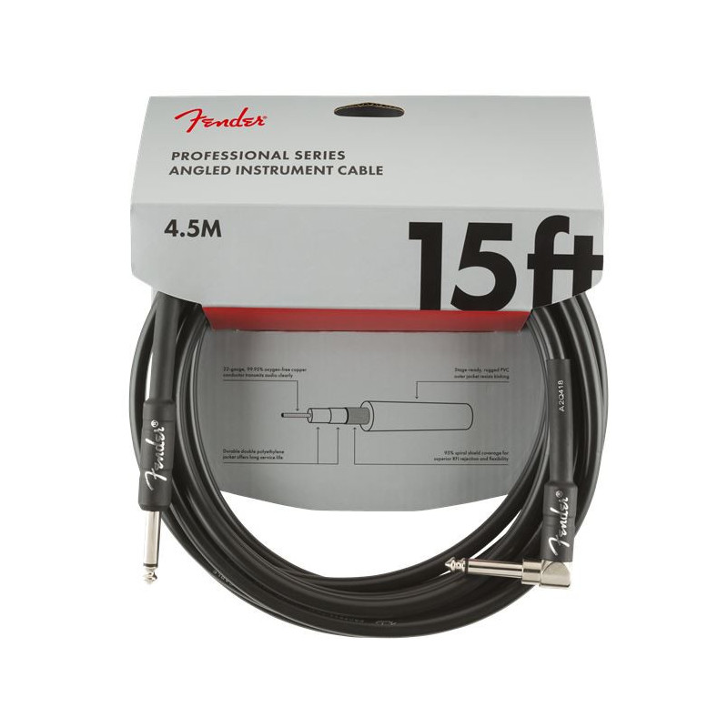 Fender Professional Instrument Cable 15' ANGL BLK
