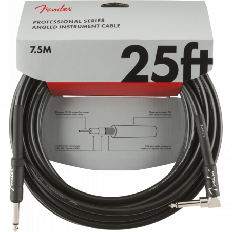 Fender Professional Instrument Cable 25' ANGL BLK
