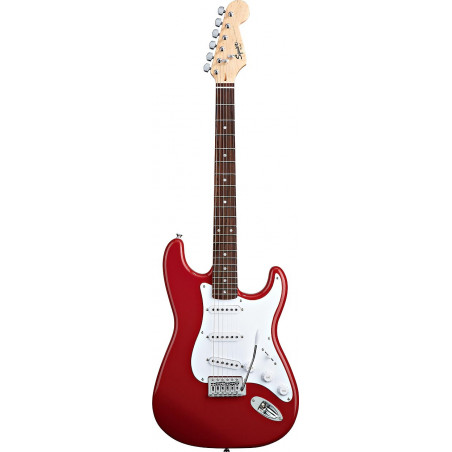 Czerwony elektryczny gitarą Squier Stratocaster