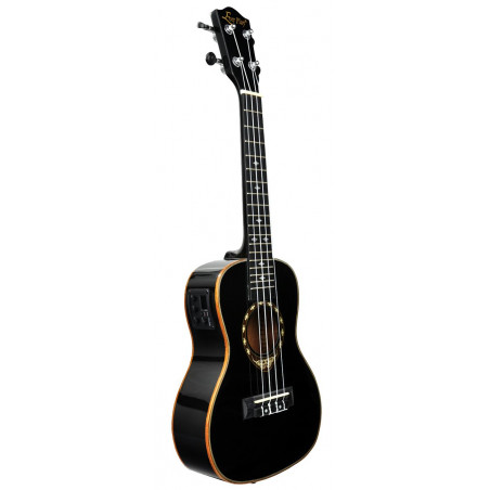 Czarny ukulele z tunerem