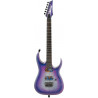 Gitara elektryczna Ibanez z fioletowym i niebieskim wykończeniem.