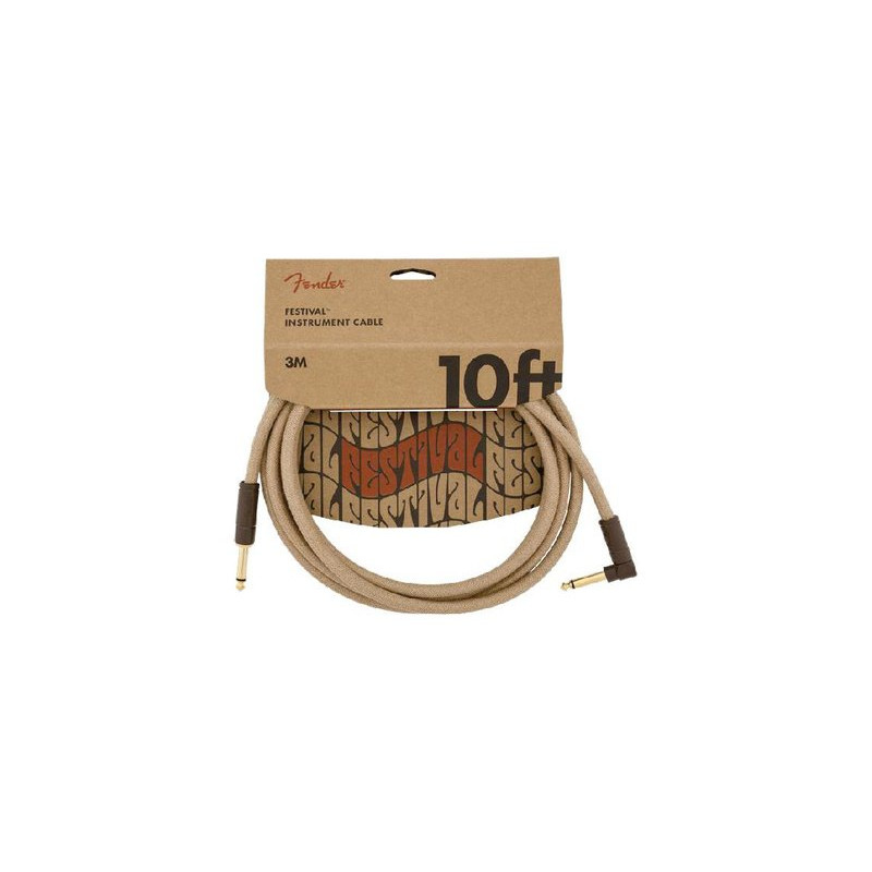 Fender 10' Angled Instrument Cable Pure Hemp Nat