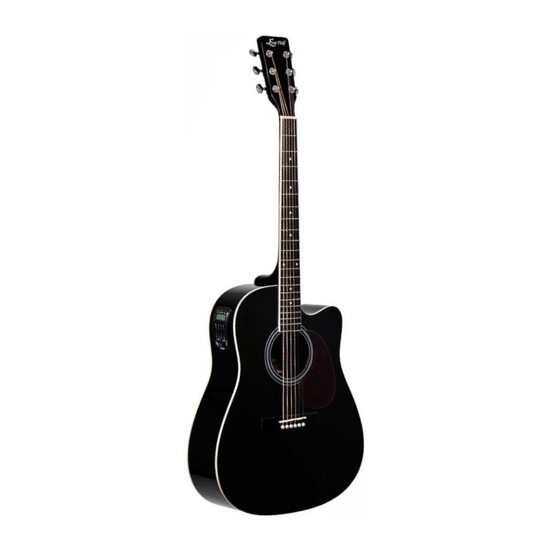 Czarny akustyczny gitarę z przetwornikiem