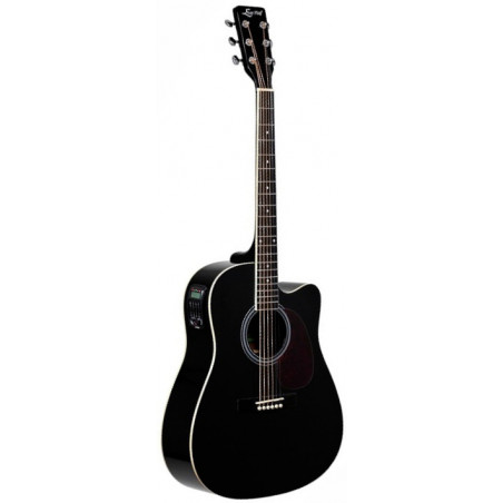 Czarny akustyczny gitarę z przetwornikiem