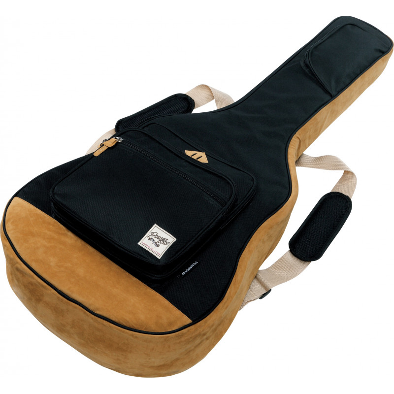 Czarny futerał na gitarę z brązową wstawką