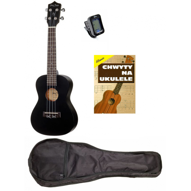 Harley Benton UK12C Black zestaw z ukulele koncertowym Bundle