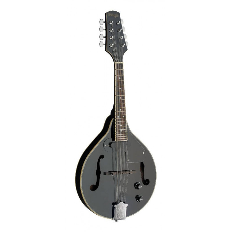 Czarny mandolin na białym tle.