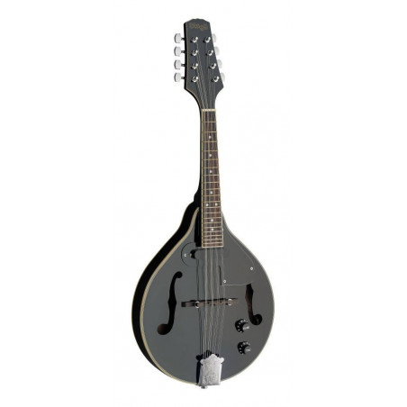 Czarny mandolin na białym tle.