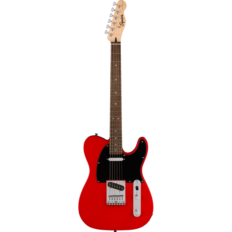Czerwona gitara elektryczna Squier Telecaster z chromowanym osprzętem
